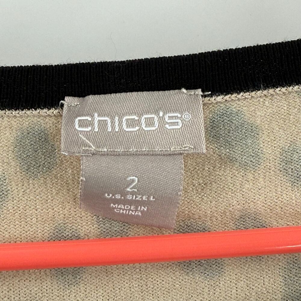 CHICO’S Sweater SZ Large (Chico’s SZ2) Animal Print Cheetah Pullover Office Work - Picture 3 of 11